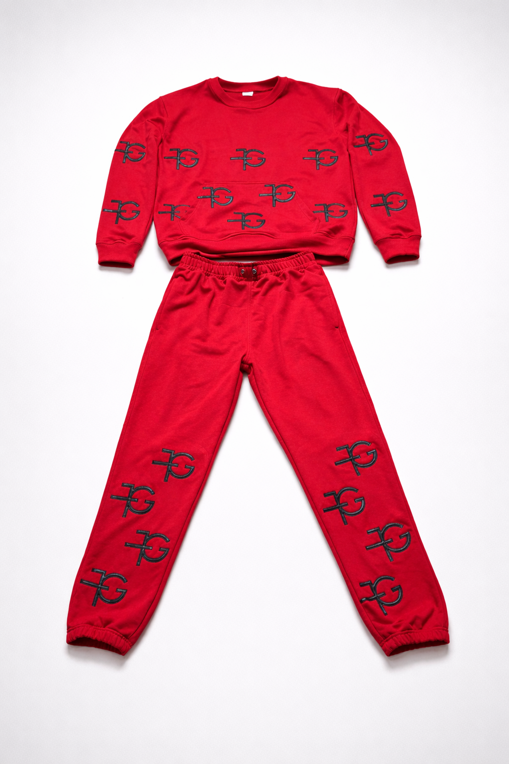 Heavy weight French terry with lamb skin leather monogram logo