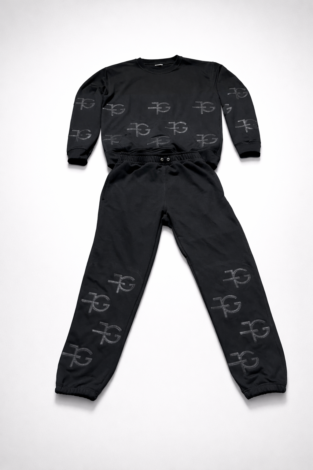 Heavy weight French terry with lamb skin leather monogram logo