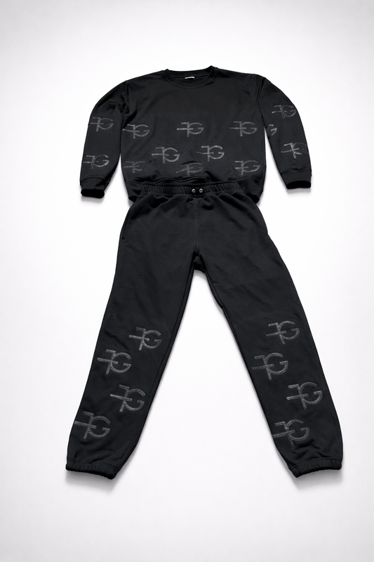 Heavy weight French terry with lamb skin leather monogram logo